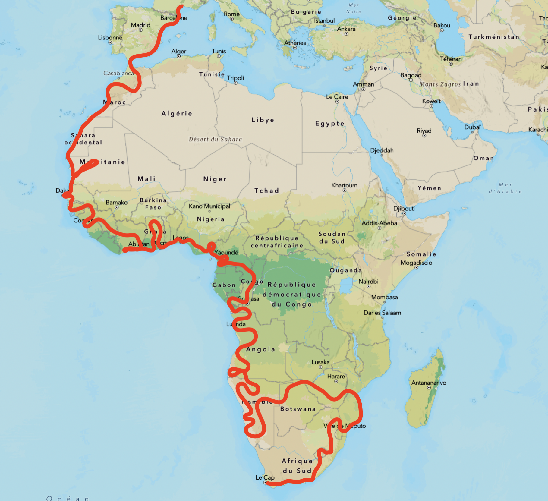 Notre itinéraire en Afrique